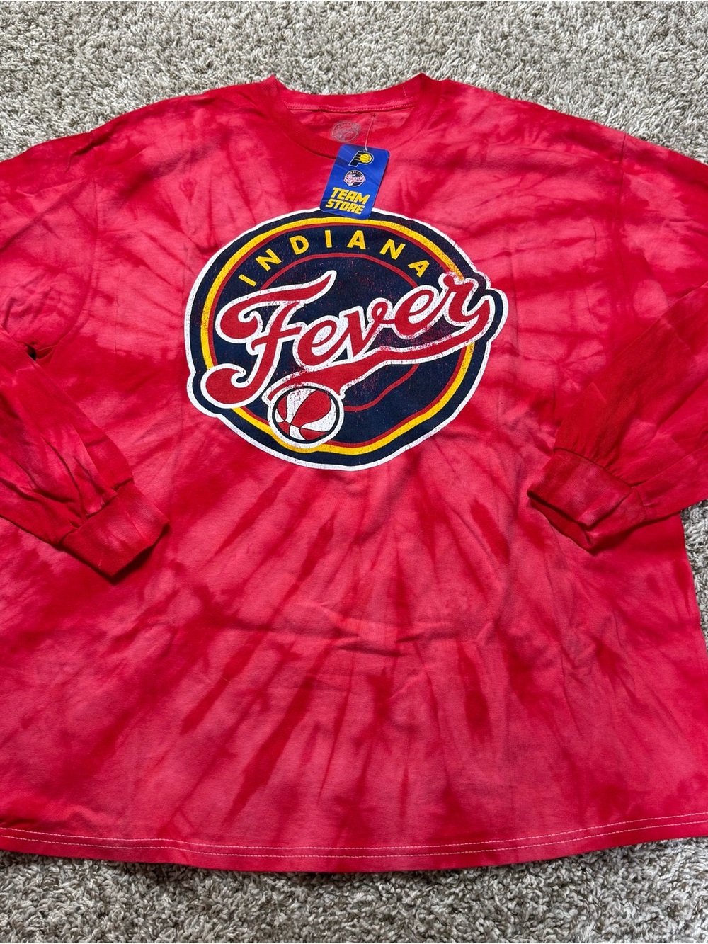Indiana Fever WNBA Tie-Dye Long Sleeve Cotton T-shirt - Picture 2 of 3
